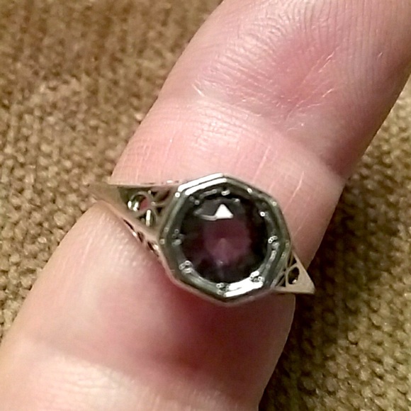Jewelry - Amethyst filigree ring, sterling silver size 8